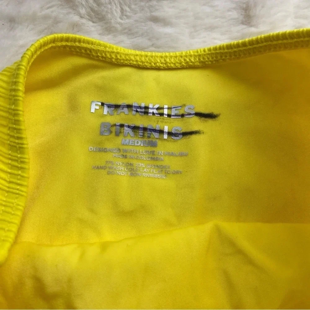 NWOT Frankie’s bikinis plisse cheeky bottoms Pina colada yellow 12378